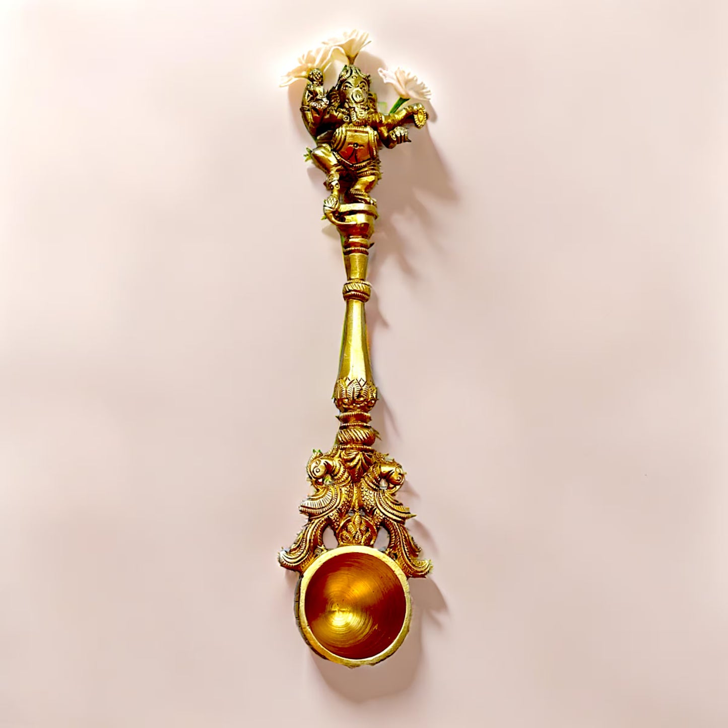 Brass Pooja Spoon, Hawan Spoon, Yagna Spoon, Ganesha Spoon, Brass Worship Spoon, Indian Religious Item, Ships from US