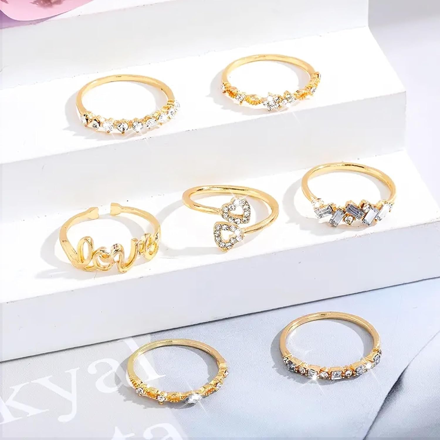 Gold Stackable Rings for Women Gifts Trendy Stuff Simple Star Moon Heart Knuckle Rings Set Boho Rings Cute Stuff Birthday Gifts Gold Rings Pack Jewelry Gift