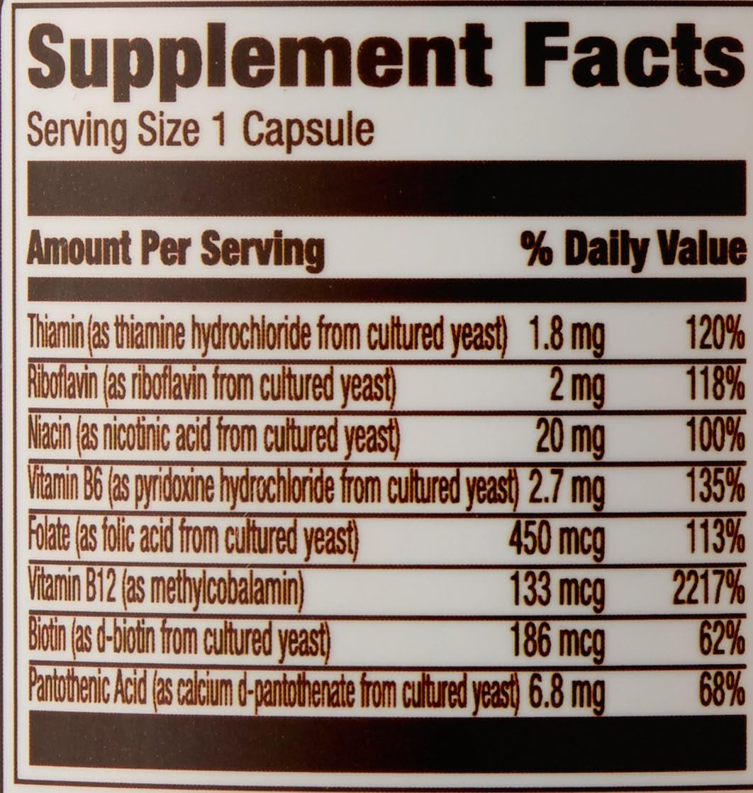 B Complex, High Potency, 83% Whole Food Cultured, Supports Immune and Normal Energy Metabolism, Vegan, 65 Capsules, 2 Month Supply (Packaging May Vary)