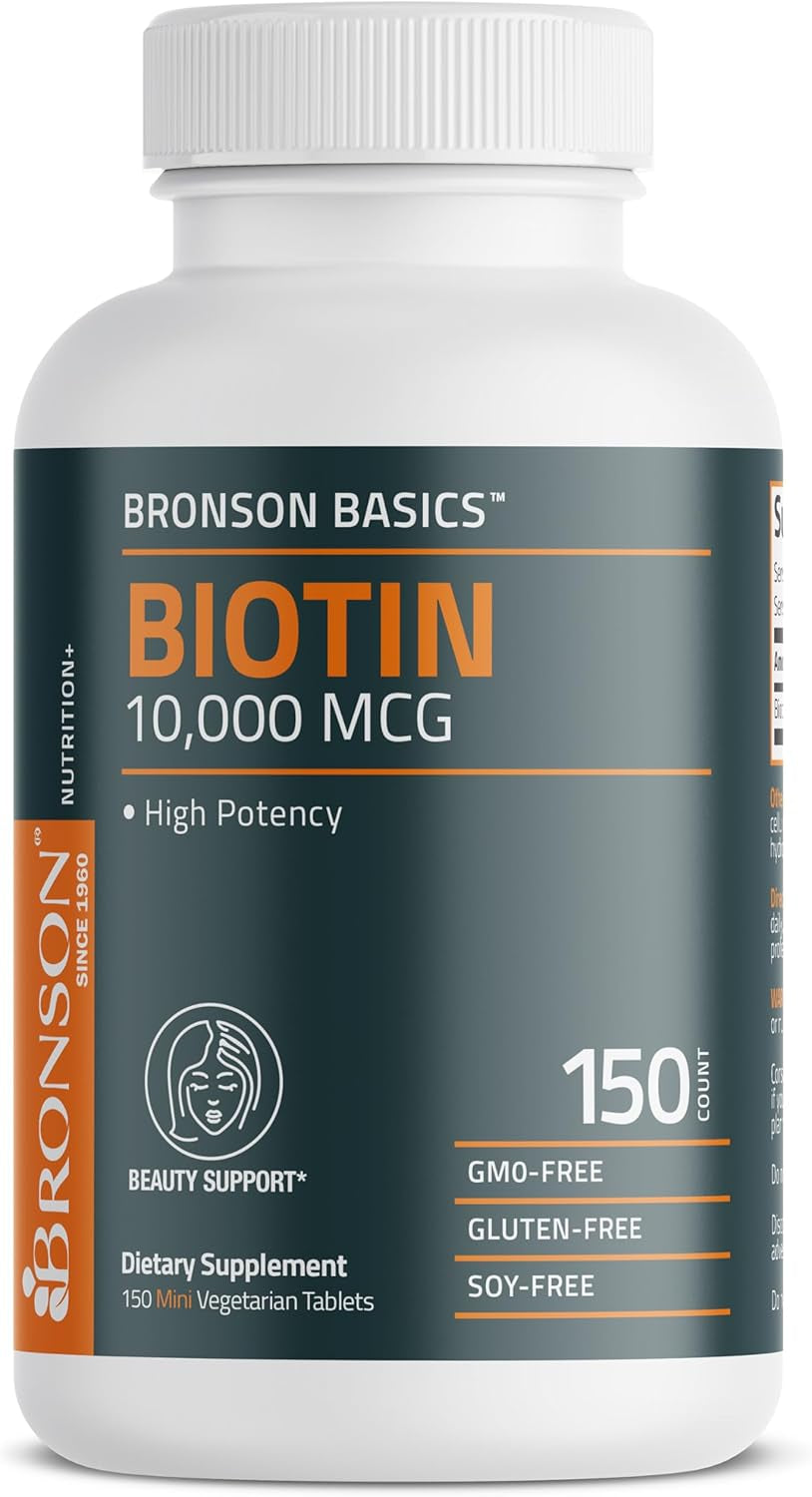 Biotin 10,000Mcg, Supports Healthy Hair, Skin and Nails, Vegetarian, Non-Gmo, 150 Tablets