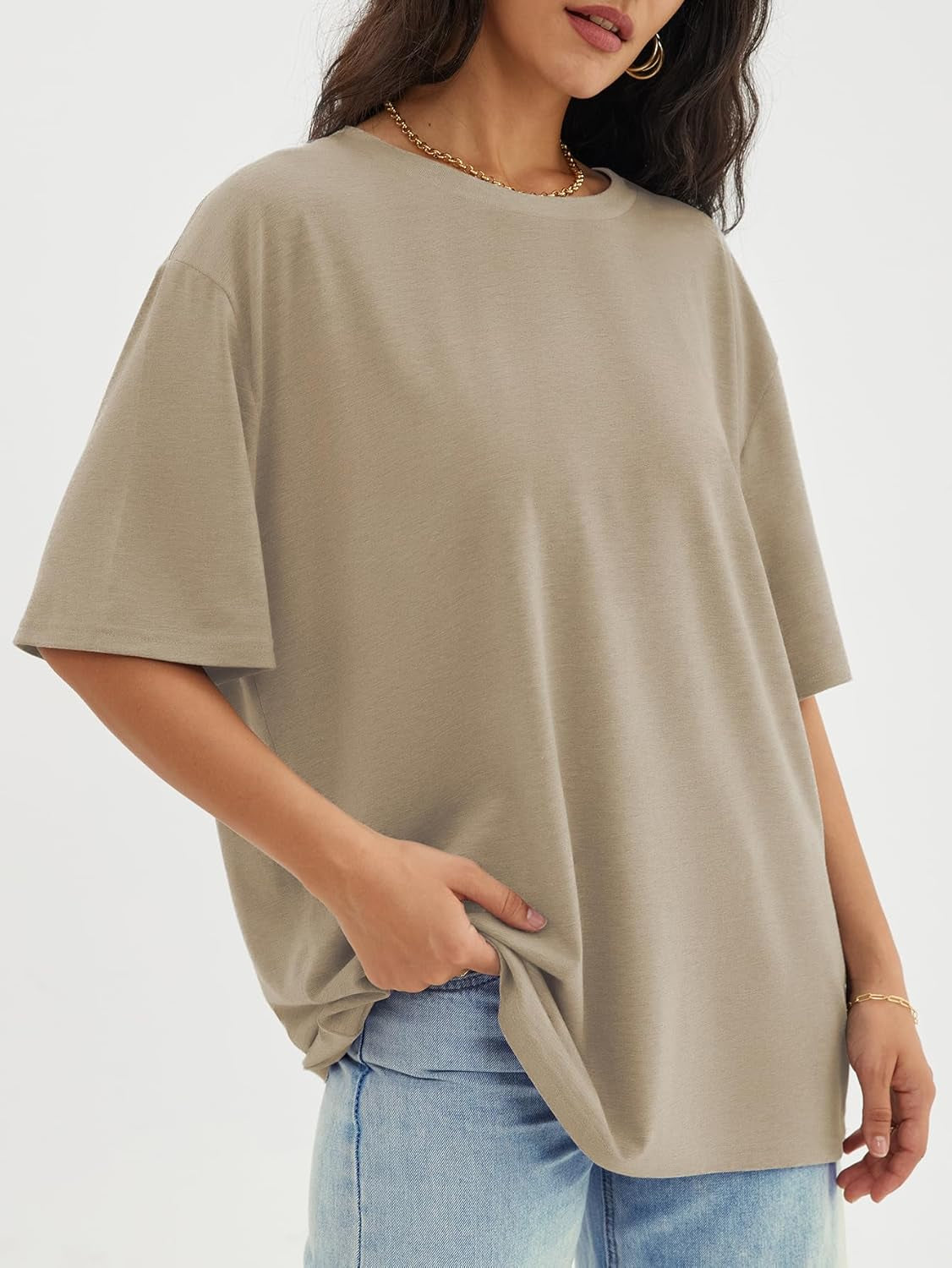 Womens Oversized T Shirts Loose Fit Crewneck Short Sleeve Tops Summer Casual Blouse Y2K 2025 Basic Tee