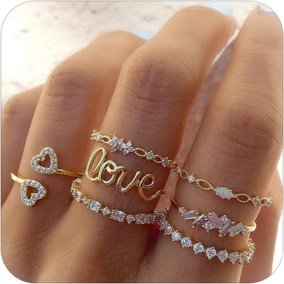 Gold Stackable Rings for Women Gifts Trendy Stuff Simple Star Moon Heart Knuckle Rings Set Boho Rings Cute Stuff Birthday Gifts Gold Rings Pack Jewelry Gift