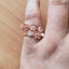 Peach Blossom Ring,14K Rose Gold Plated Ring,Delicate Pink Flowers Ring,Handmade Peach Flower Ring with Clear Cubic Zirconia Stone