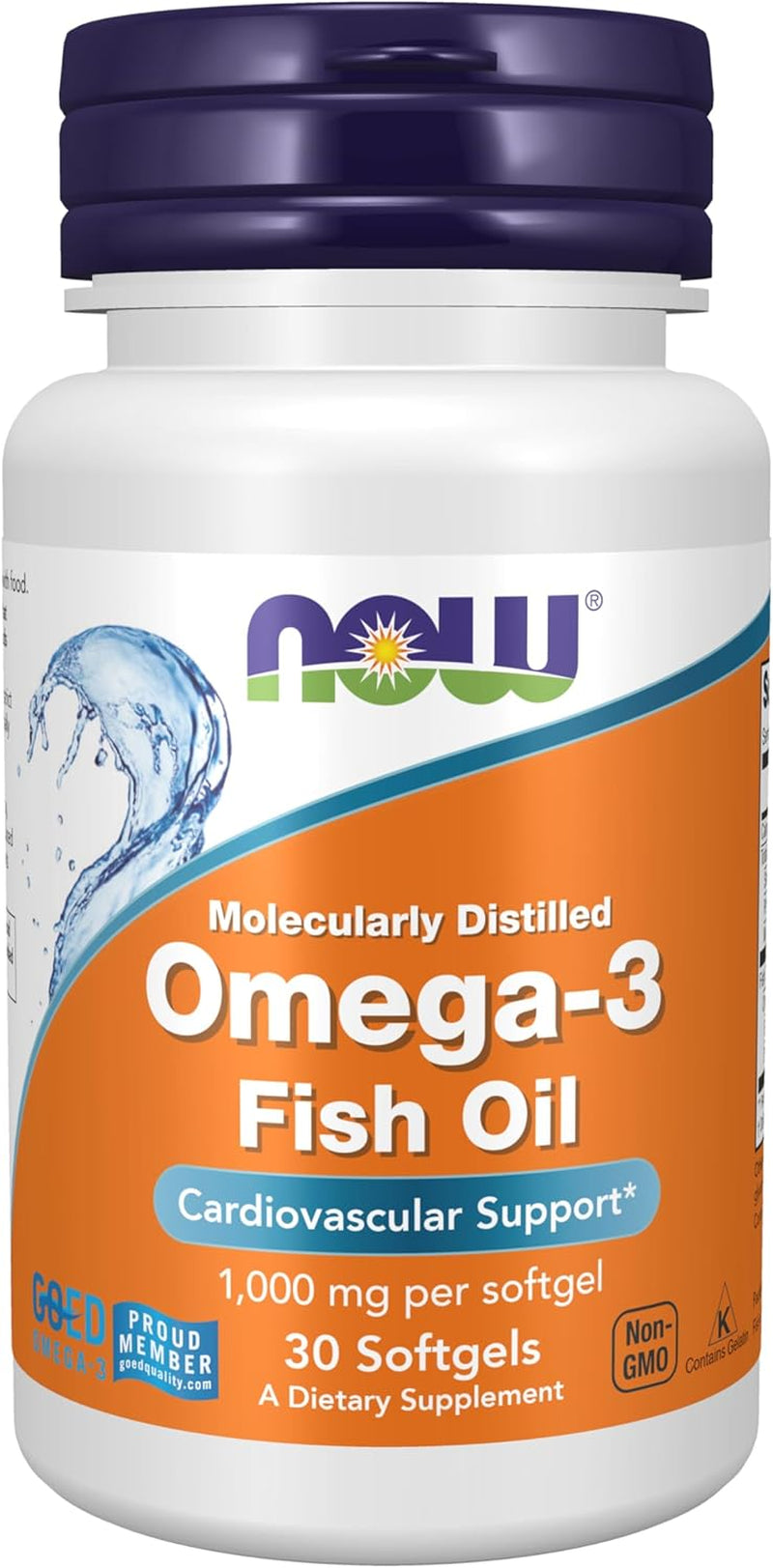 Supplements, Omega-3 180 EPA / 120 DHA, Molecularly Distilled, Cardiovascular Support*, 30 Softgels