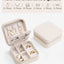 Small Travel Jewelry Box Organizer - Display Case for Girls Women Gift Rings Earrings Necklaces Storage with Mirror Milky White