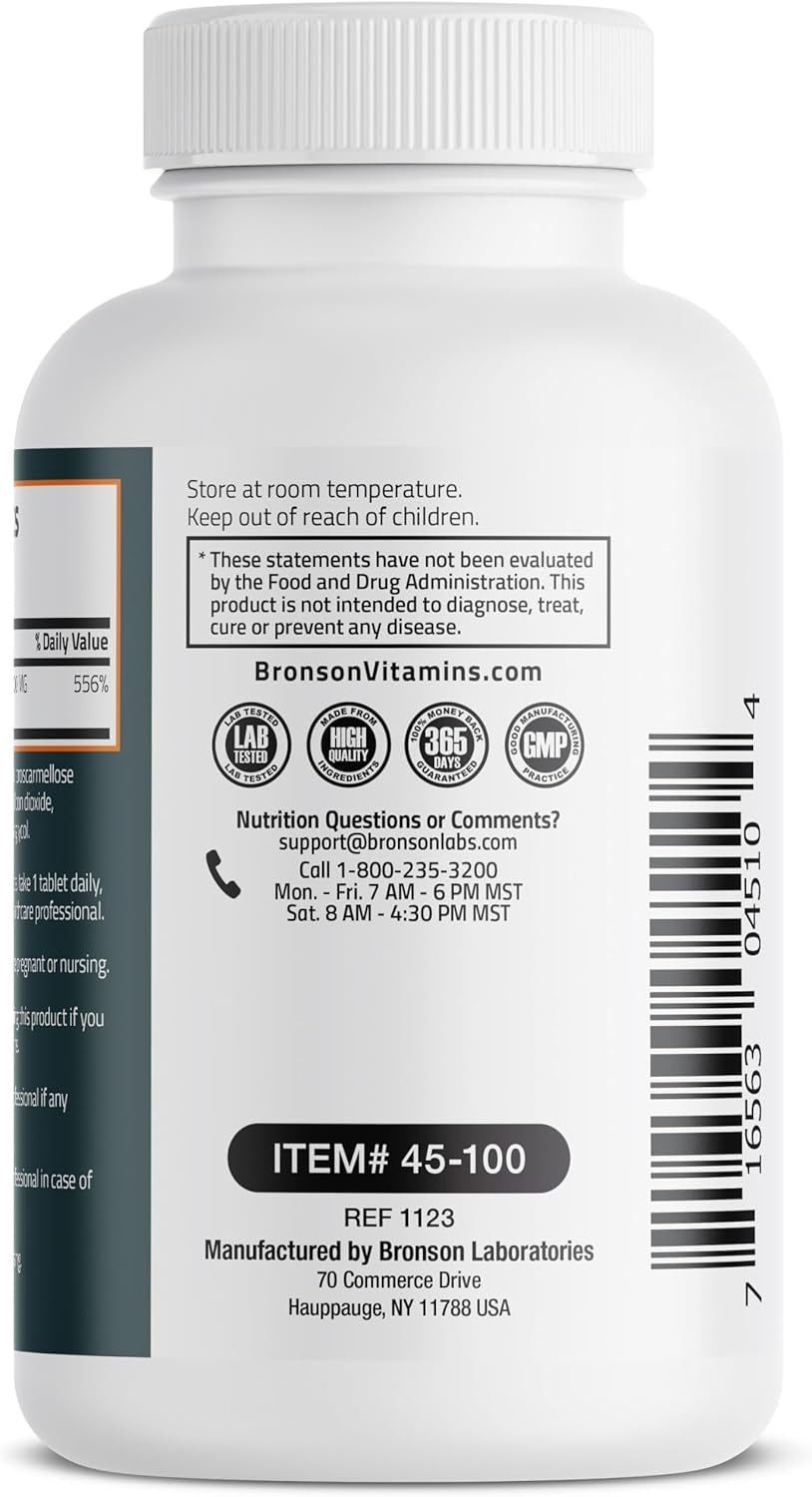 Vitamin C 500 MG Supports a Healthy Immune System & Antioxidant Protection, Non-Gmo, 100 Vegetarian Tablets