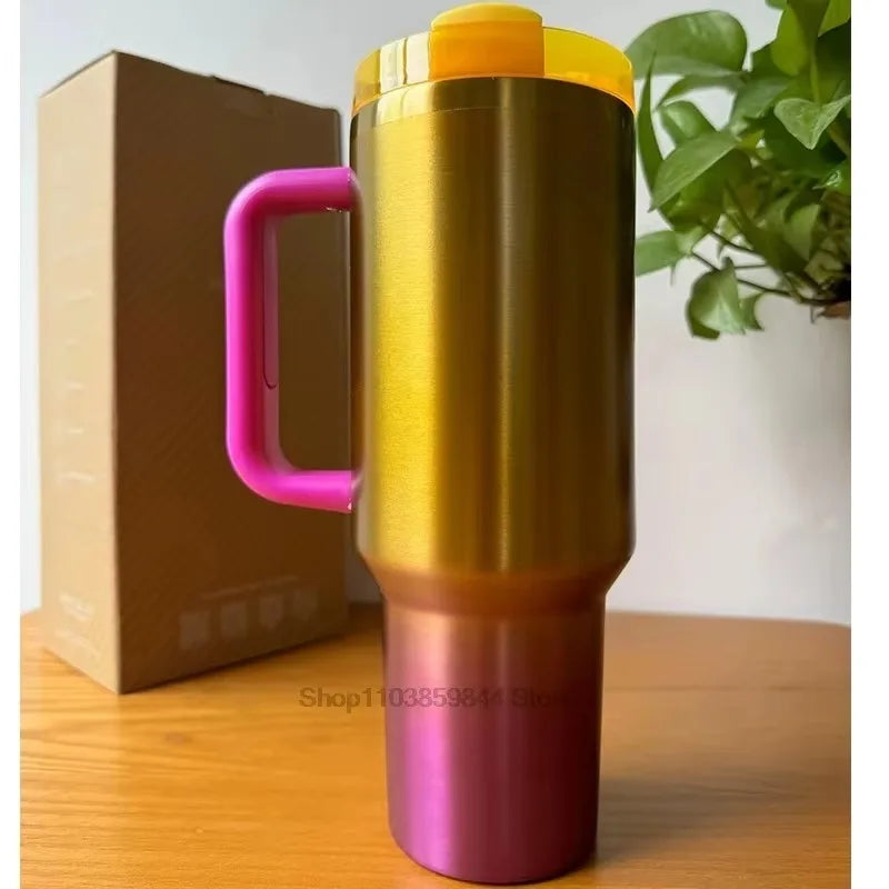 2024 Handle Straw Lid Stainless Steel 30oz/40oz Vacuum Insulated Car Mug Double Wall Thermal Iced Travel Cup