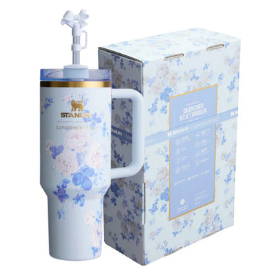 Everblooming Rosettes Blue LoveShackFancy Stanley Cup 40 oz