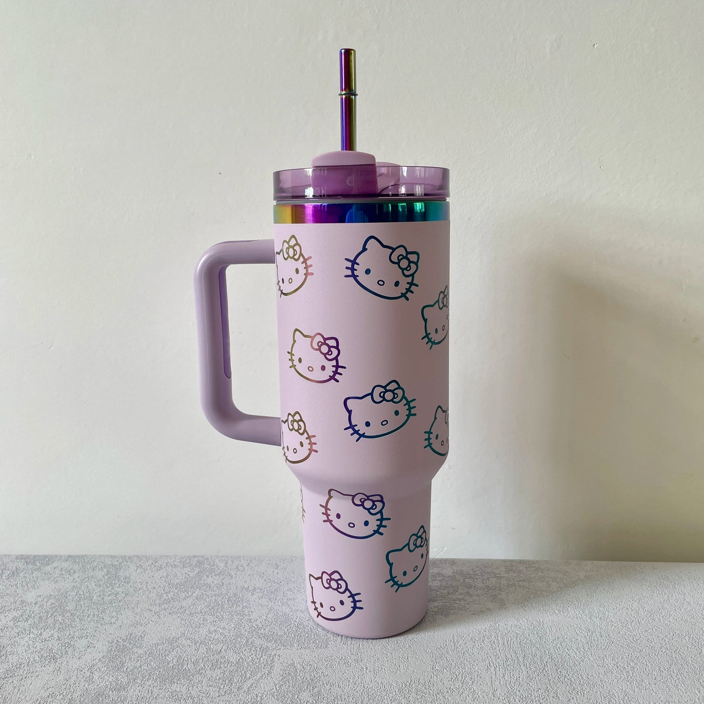 Thermal Coffee hello kitty Cup with Straw Stainless Steel Vacuum Insulated Tumbler 40oz Thermal Iced Travel Cup for Outdoor