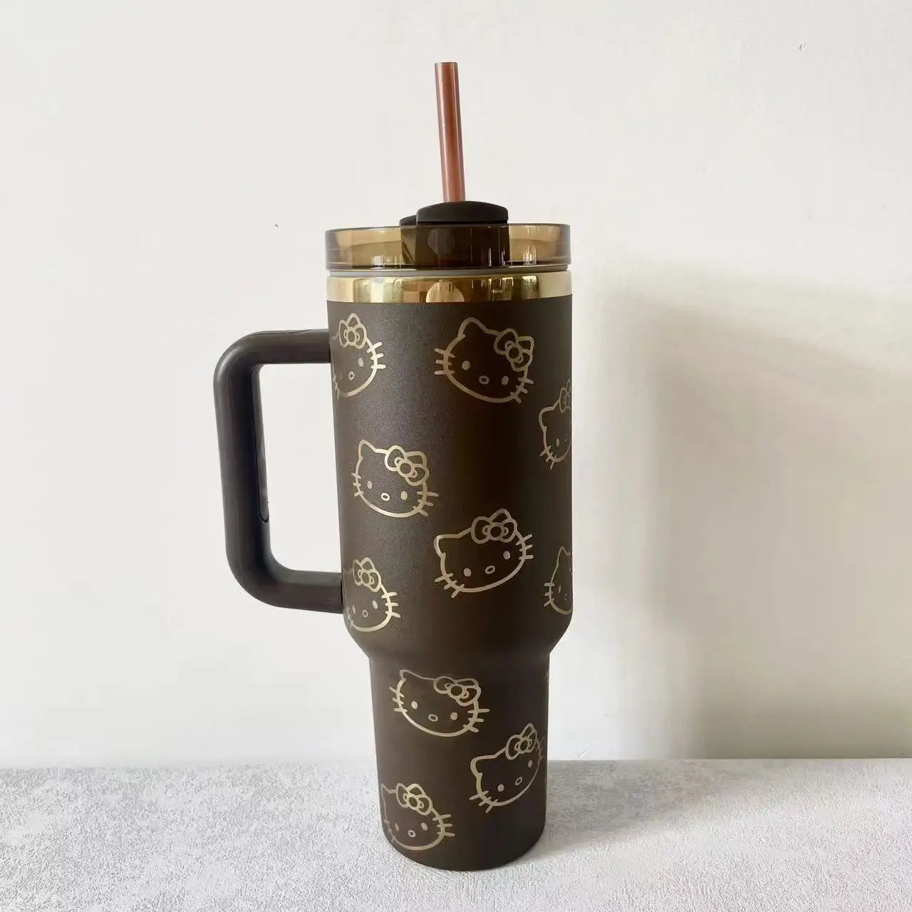 Thermal Coffee hello kitty Cup with Straw Stainless Steel Vacuum Insulated Tumbler 40oz Thermal Iced Travel Cup for Outdoor