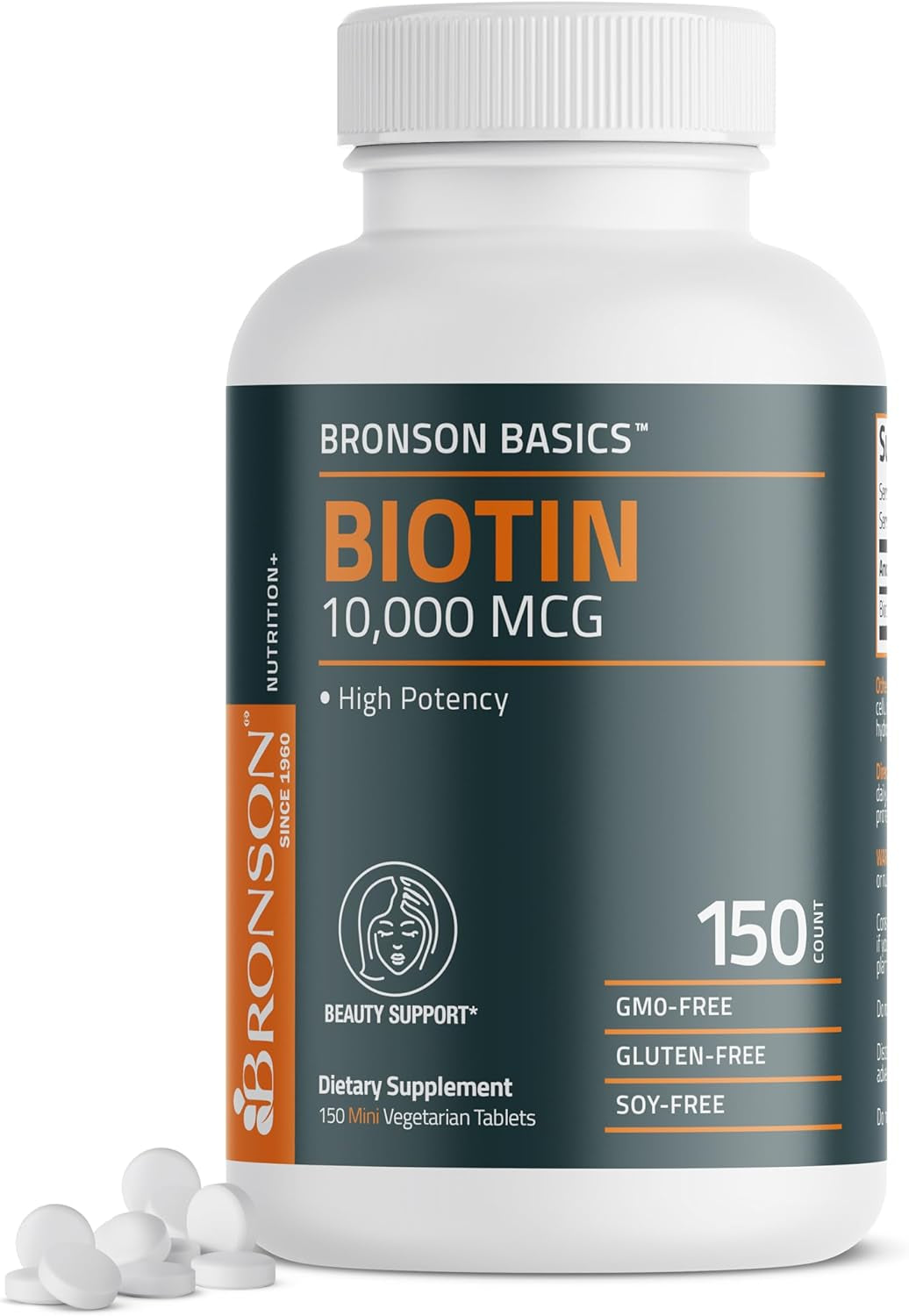 Biotin 10,000Mcg, Supports Healthy Hair, Skin and Nails, Vegetarian, Non-Gmo, 150 Tablets