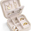 Small Travel Jewelry Box Organizer - Display Case for Girls Women Gift Rings Earrings Necklaces Storage with Mirror Milky White