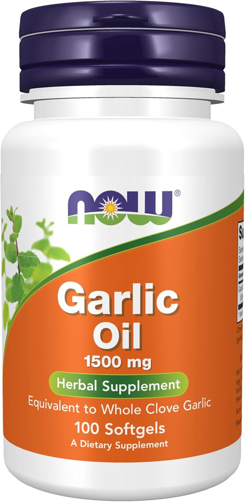 Supplements, Garlic Oil 1500 Mg, Serving Size Equivalent to Whole Clove Garlic, 100 Softgels