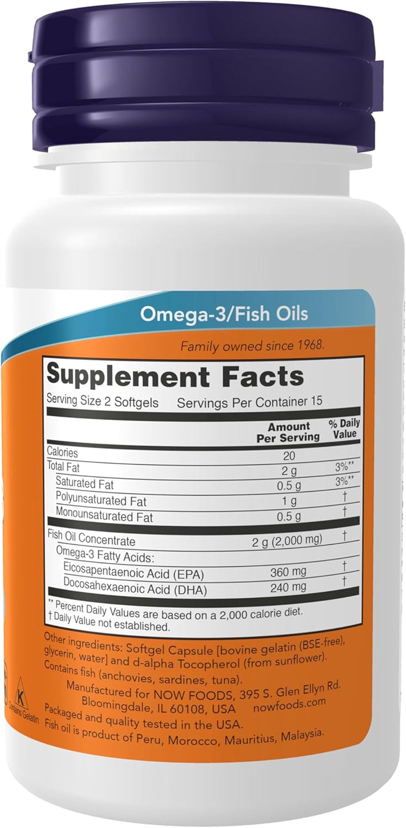 Supplements, Omega-3 180 EPA / 120 DHA, Molecularly Distilled, Cardiovascular Support*, 30 Softgels