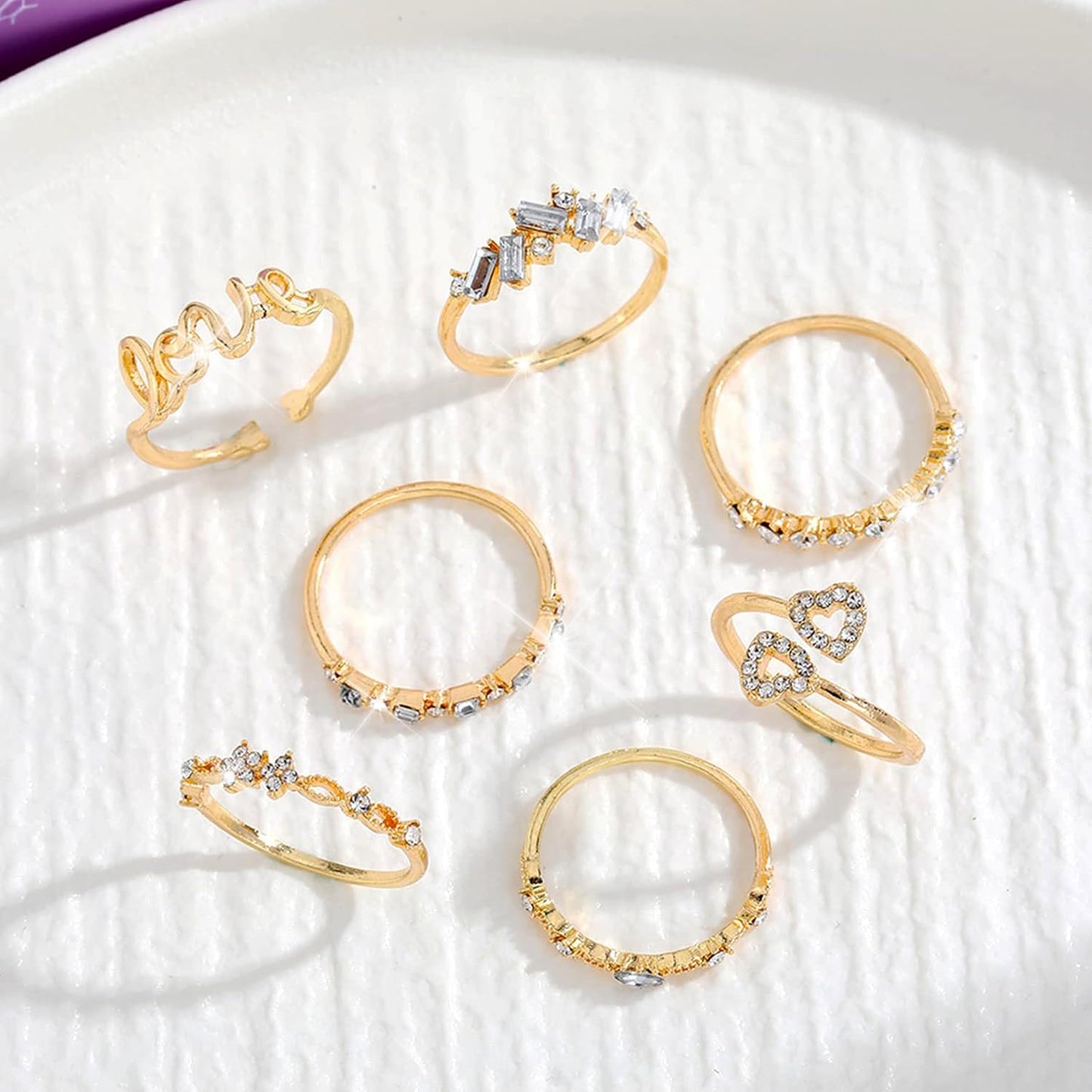 Gold Stackable Rings for Women Gifts Trendy Stuff Simple Star Moon Heart Knuckle Rings Set Boho Rings Cute Stuff Birthday Gifts Gold Rings Pack Jewelry Gift